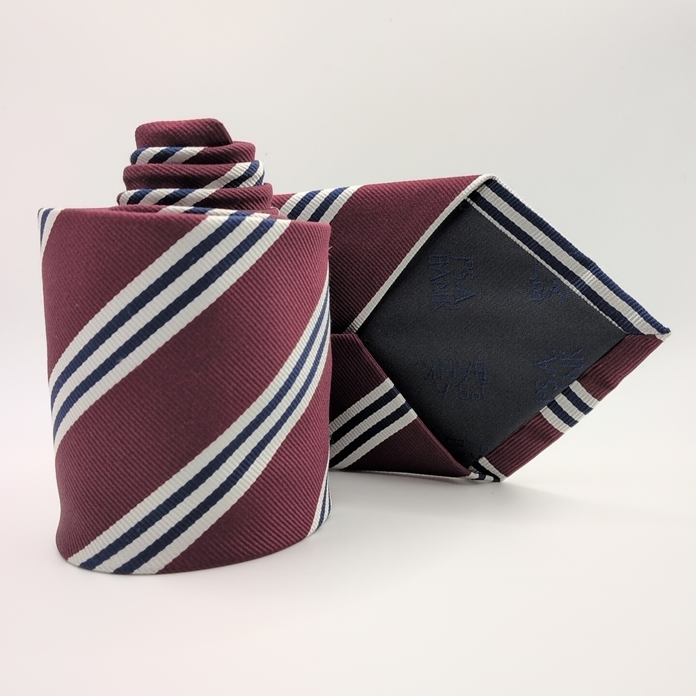 Jos.A.Bank Executive Collection Repp Tie Burgundy Red/White/Blue Stripe 60" NWOT